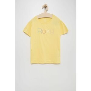 Dětské bavlněné tričko Roxy žlutá barva