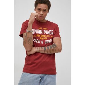 Bavlněné tričko Premium by Jack&Jones červená barva, s potiskem