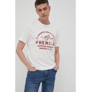 Bavlněné tričko Premium by Jack&Jones bílá barva, hladký