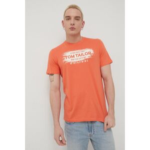 Bavlněné tričko Tom Tailor oranžová barva, s potiskem