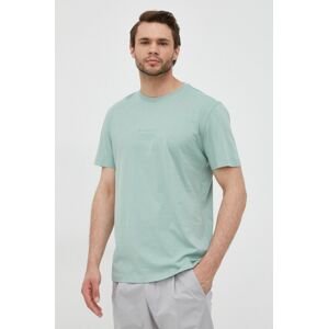 Bavlněné tričko Selected Homme tyrkysová barva, s aplikací