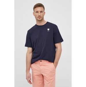 Bavlněné tričko Selected Homme tmavomodrá barva, s aplikací