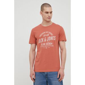 Bavlněné tričko Premium by Jack&Jones červená barva, s potiskem