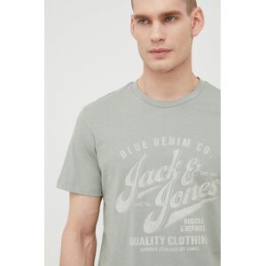 Bavlněné tričko Premium by Jack&Jones zelená barva, s potiskem