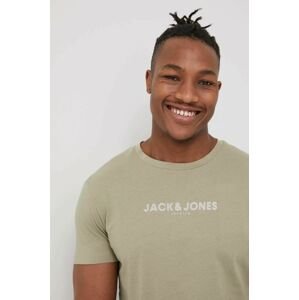 Bavlněné tričko Premium by Jack&Jones zelená barva, s potiskem
