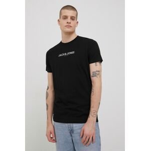 Bavlněné tričko Premium by Jack&Jones černá barva, s potiskem