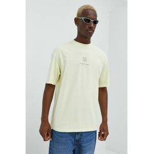Bavlněné tričko Premium by Jack&Jones žlutá barva, s potiskem