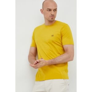 Bavlněné tričko C.P. Company zlatá barva, hladký