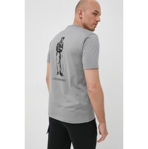 Bavlněné tričko C.P. Company šedá barva