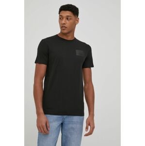 Bavlněné tričko Solid černá barva, hladký