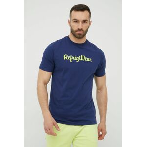 Bavlněné tričko RefrigiWear tmavomodrá barva, s potiskem