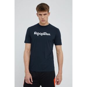 Bavlněné tričko RefrigiWear tmavomodrá barva, s potiskem
