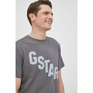 Bavlněné tričko G-Star Raw šedá barva, s potiskem