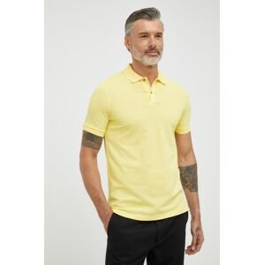 Bavlněné polo tričko BOSS žlutá barva, s aplikací
