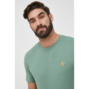 Bavlněné tričko Selected Homme zelená barva, s aplikací