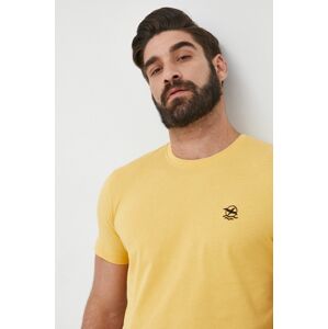Bavlněné tričko Selected Homme oranžová barva, s aplikací