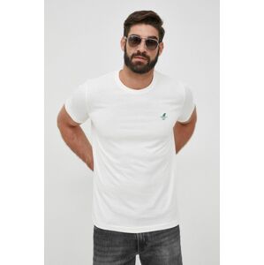 Bavlněné tričko Selected Homme béžová barva, s aplikací
