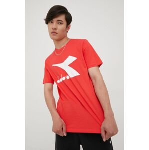 Bavlněné tričko Diadora červená barva, s potiskem