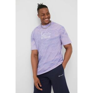 Bavlněné tričko Karl Kani fialová barva, vzorovaný