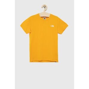 Dětské bavlněné tričko The North Face žlutá barva, s potiskem