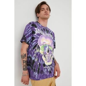 Bavlněné tričko Primitive X Megadaeth fialová barva, s potiskem