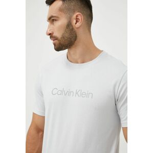 Tréninkové tričko Calvin Klein Performance Ck Essentials šedá barva, s potiskem