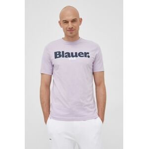 Bavlněné tričko Blauer fialová barva, s potiskem