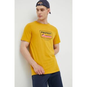 Bavlněné tričko Protest žlutá barva, s potiskem