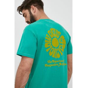 Bavlněné tričko Deus Ex Machina zelená barva, s potiskem
