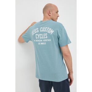 Bavlněné tričko Deus Ex Machina tyrkysová barva, s potiskem