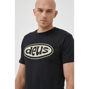 Bavlněné tričko Deus Ex Machina černá barva, s potiskem