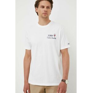 Bavlněné tričko MC2 Saint Barth bílá barva, s aplikací