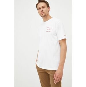 Bavlněné tričko MC2 Saint Barth bílá barva, s aplikací