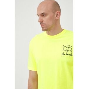 Bavlněné tričko MC2 Saint Barth žlutá barva, s aplikací