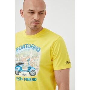 Bavlněné tričko MC2 Saint Barth žlutá barva, s potiskem