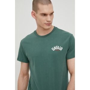 Bavlněné tričko Unfair Athletics zelená barva, hladký