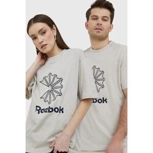 Bavlněné tričko Reebok Classic HD4016 šedá barva, s potiskem