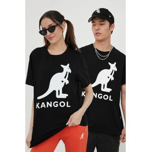 Bavlněné tričko Kangol černá barva, s potiskem