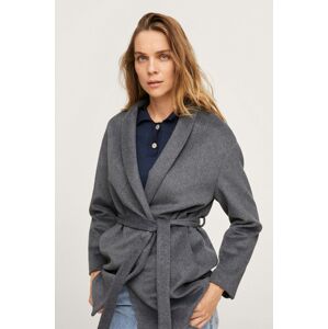 Kabát Mango Turmix dámský, šedá barva, přechodný, oversize