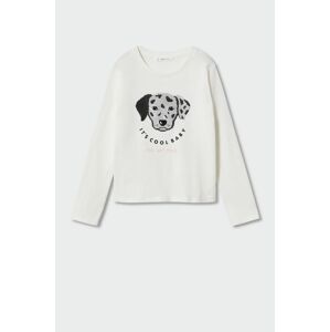 Dětská bavlněná košile s dlouhým rukávem Mango Kids Animals bílá barva