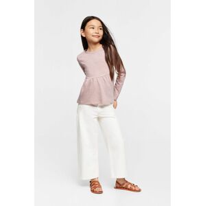 Dětská bavlněná košile s dlouhým rukávem Mango Kids Peplum růžová barva
