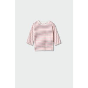 Dětská bavlněná košile s dlouhým rukávem Mango Kids Stripes růžová barva