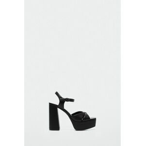 Sandály Mango Foam1 dámské, černá barva, na podpatku