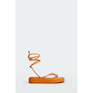 Sandály Mango Tube dámské, oranžová barva, na platformě
