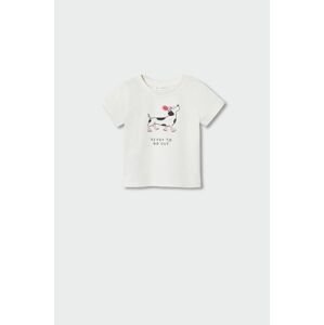 Dětské bavlněné tričko Mango Kids Animals bílá barva