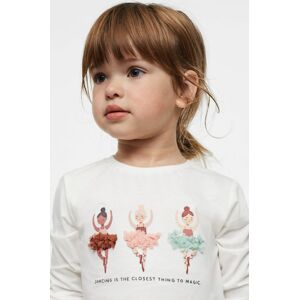 Dětská bavlněná košile s dlouhým rukávem Mango Kids Ballet bílá barva