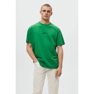 Bavlněné tričko Mango Man Seto zelená barva, s potiskem