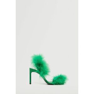 Sandály Mango Plumas dámské, zelená barva
