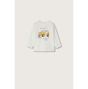 Dětská bavlněná košile s dlouhým rukávem Mango Kids bílá barva, s potiskem