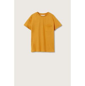 Bavlněné tričko Mango Kids Basic2 žlutá barva, hladký